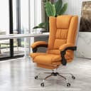 Vinsetto Heated Massage Office Chair with Vibration & Footrest, Light Brown,Refu