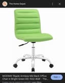 Modway Ripple Armless Mid Back Office Chair Bright Green EEI-1532-BGR