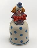 LeGo Japan Vintage Blue Polka Dot Porcelain Clown Bell *Repaired* Collectible