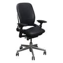 Steelcase Leap V2 Genuine Leather Office Chair Aluminum Base - Black - Ergonomic