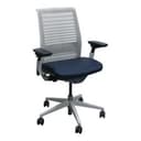 Steelcase Think V2 Office Chair White Mesh Blue Leather Adjustable Ergonomic
