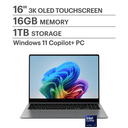 Samsung - Galaxy Book5 Pro - Copilot+ PC - 16" 3K AMOLED Touch-Screen Laptop - Intel Core Ultra 7 - 16GB Memory - 1TB SSD - Gray