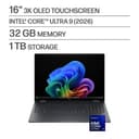HP - OmniBook X Flip 2-in-1 - 16" 3K OLED Touchscreen Laptop - Intel Core Ultra 9 (2026) - 32GB Memory - 1TB SSD - Copilot+ - Eclipse Gray